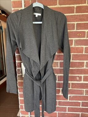 CAbi Charcoal Gray Knit jacket with belt
